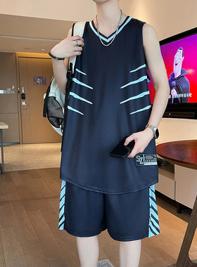 跑步运动套装夏季青少年篮球服男初高中学生薄款速干冰丝坎肩背心