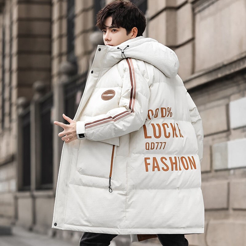 冬季青少年羽绒服男中长款白鸭绒防寒保暖外套帅气初高中学生大衣