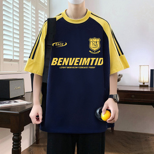 纯棉短袖男t恤夏季初高中学生潮流宽松运动体恤青少年男孩半袖