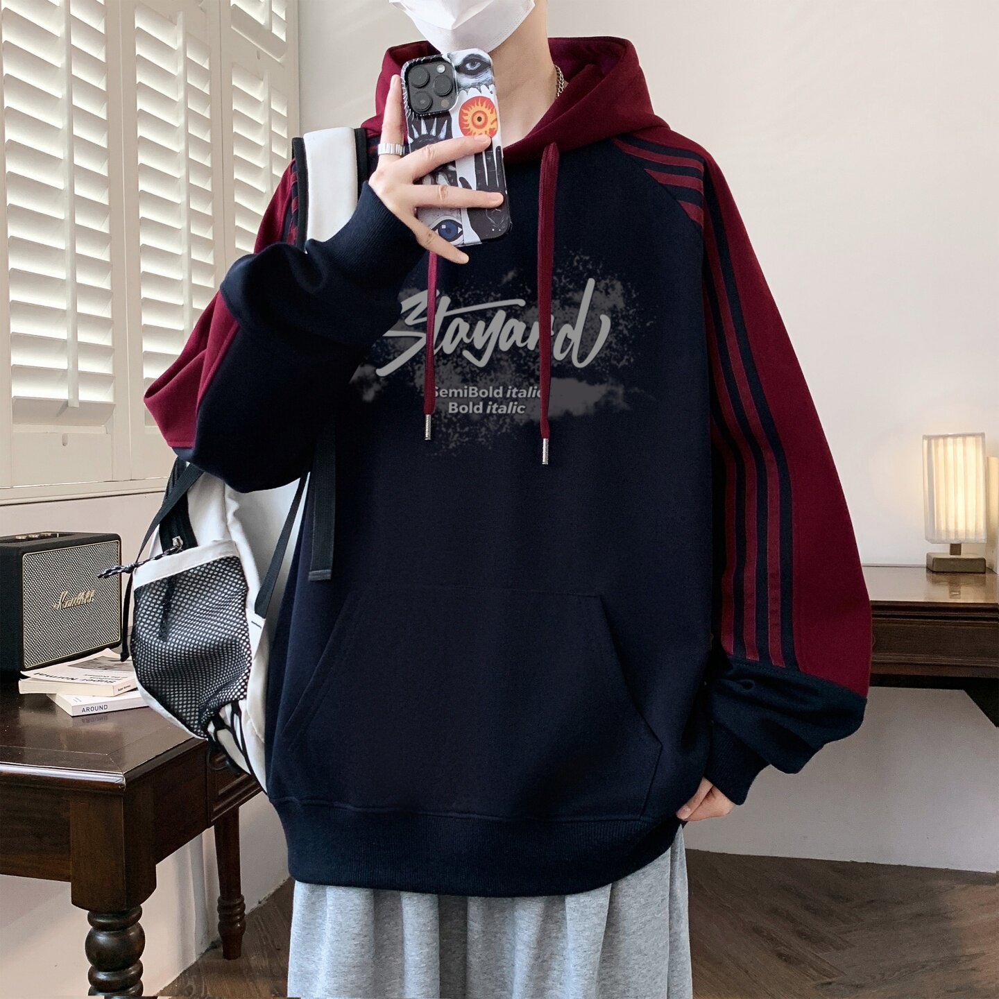 青少年春秋季卫衣男大童潮流宽松套头帽衫外套高中初中学生上衣服