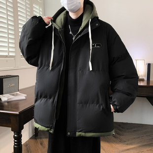 假两件连帽羽绒棉服男款冬季初高中学生棉袄青少年冬装男棉衣外套