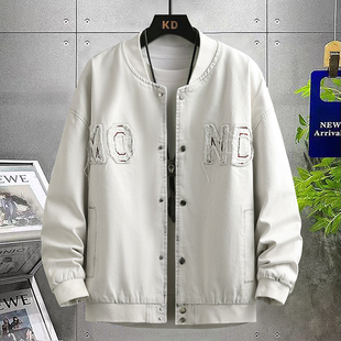 字母刺绣棒球服男春秋季初高中生做旧纯棉牛仔外套男款青少年夹克