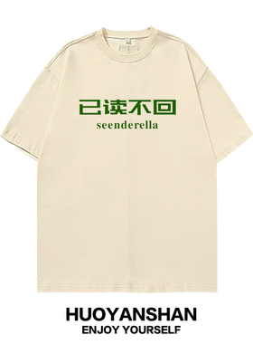 已读不回趣味短袖T恤男女纯棉宽松情侣半袖seenderella恶搞文化衫