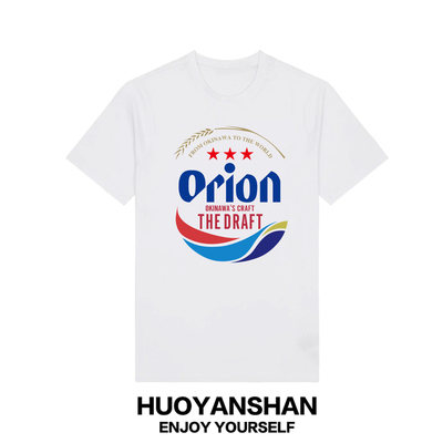 Orion奥利恩短袖T恤男联名冲绳啤酒纯棉宽松大码夏装趣味半截袖潮