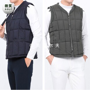 特价2025冬新款韩国代购V领拉绒高尔夫球服男士轻质羽绒马甲背心