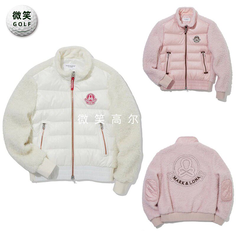 2025冬新款韩国代购MARKLONA拼接毛绒高尔夫球服女士鹅绒夹克外套