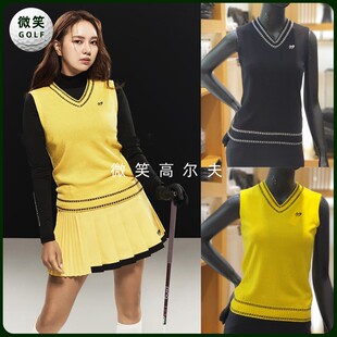 PG2022秋新款 高尔夫球服V领套头MASTER 韩国代购 女士针织马甲GOLF