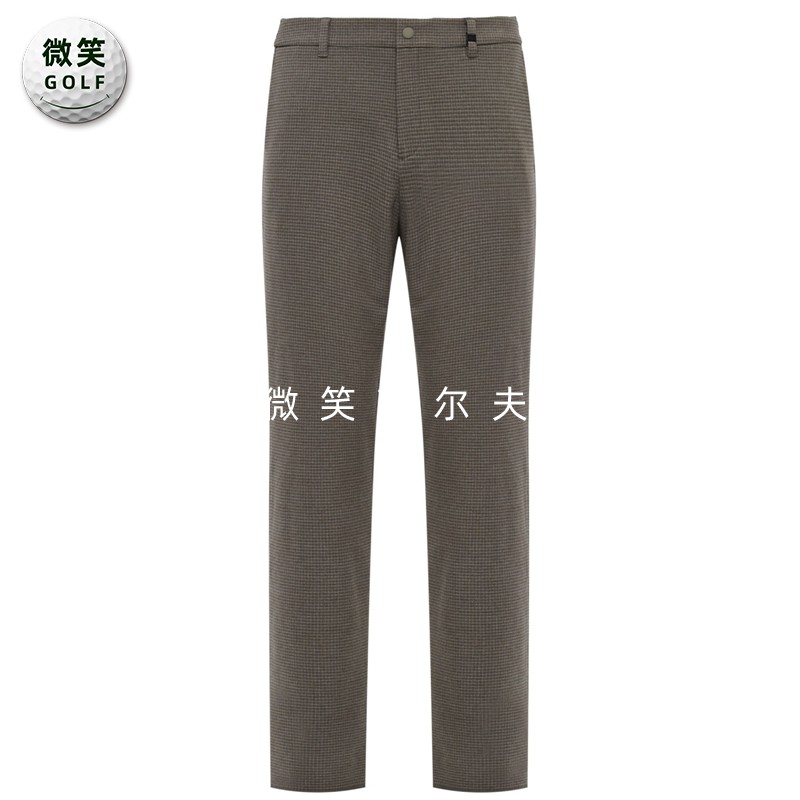 高尔夫男士松紧腰格纹直筒长裤