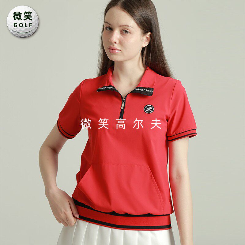 特价2025夏季新款韩国代购半拉链休闲高尔夫球服女士短袖T恤GOLF