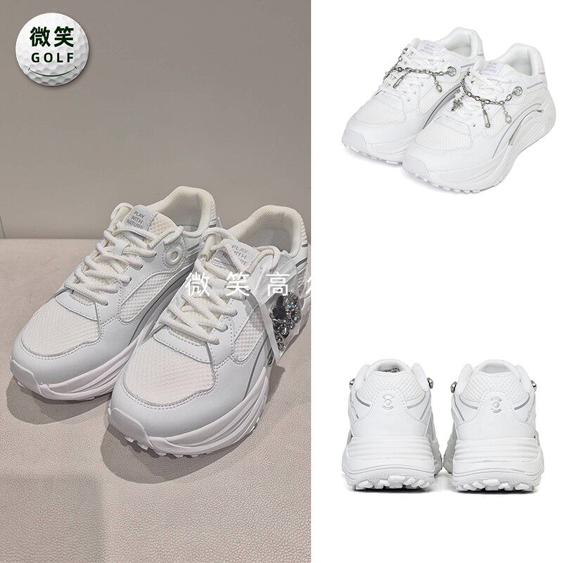 2026春季新款韩国代购WANGLE厚底防滑高尔夫球鞋女士舒适老爹鞋