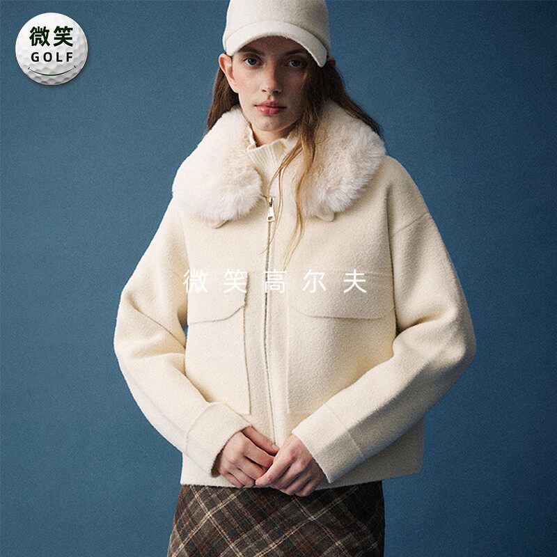特价2025冬季新款韩国代购翻领时尚高尔夫球服女士百搭夹克外套