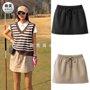 2026夏款 运动休闲高尔夫球服女士松紧腰抽绳包臂裙A字裙 韩国代购