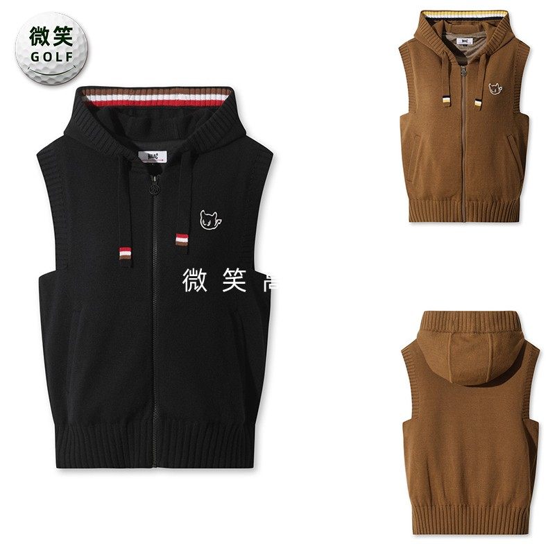 2025秋新款韩国代购WAAC拉链防风保暖高尔夫球服女士针织马甲背心