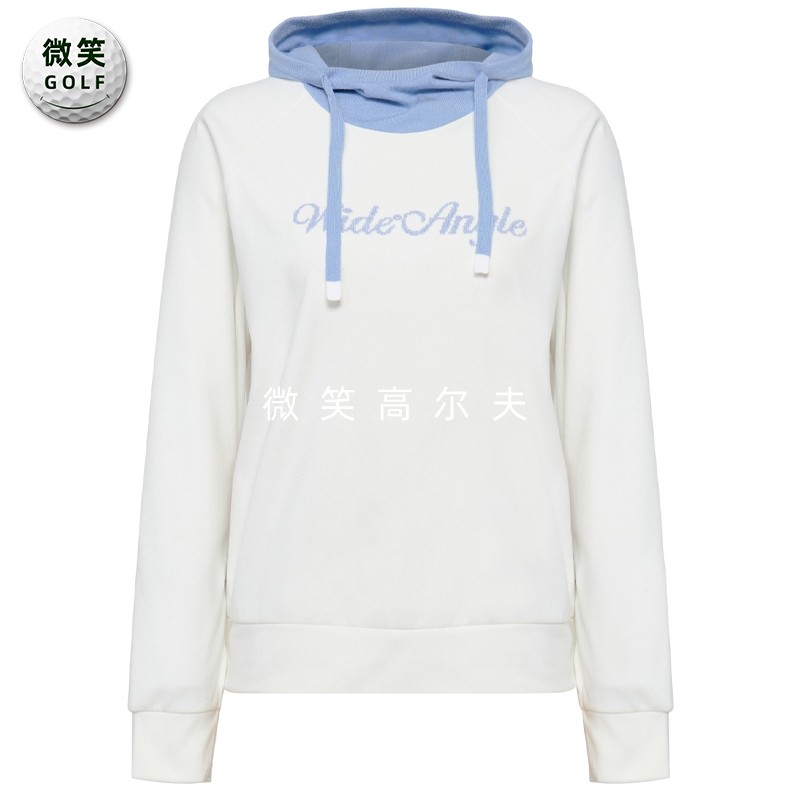 高尔夫女撞色针织连帽宽松卫衣