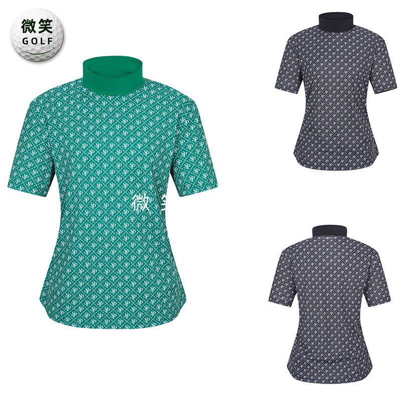 特价2025夏新款韩国代购高领字母印花高尔夫球服女士短袖T恤GOLF