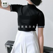 百搭高尔夫球服女士运动短袖 特价 高领时尚 韩国代购 T恤 2025夏新款
