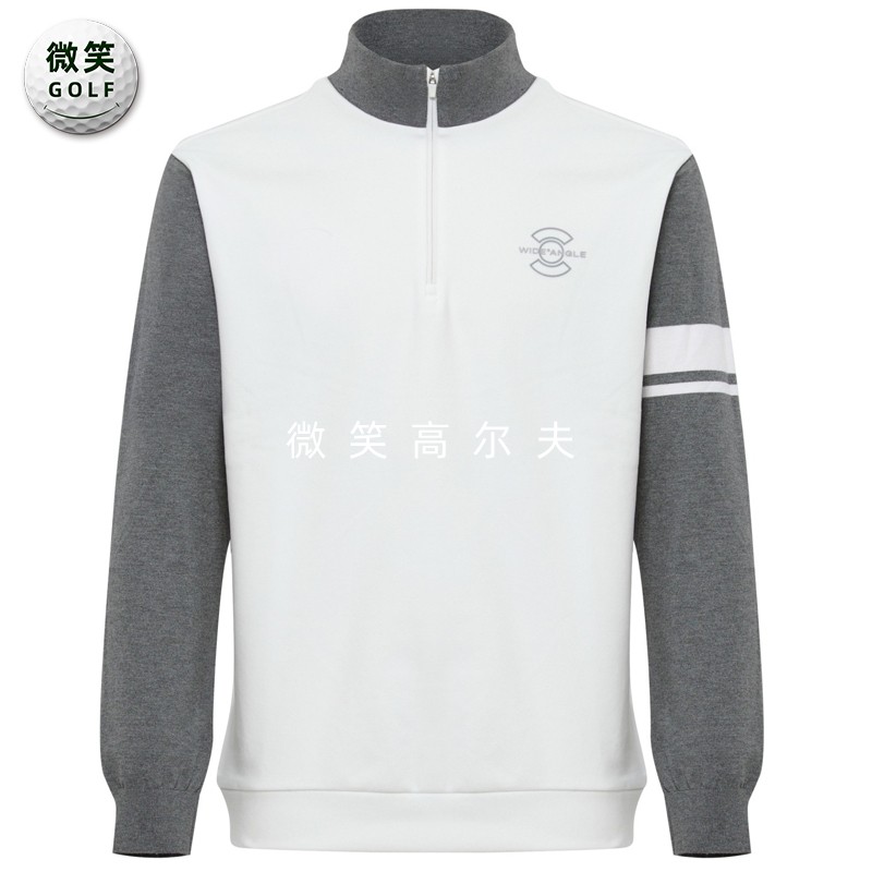 高尔夫男半拉链针织抓绒长袖T恤