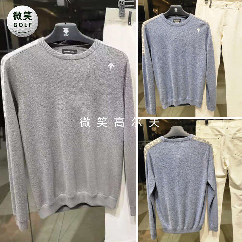 特价2025秋冬韩国代购高尔夫男士圆领字母图案运动长袖羊绒针织衫