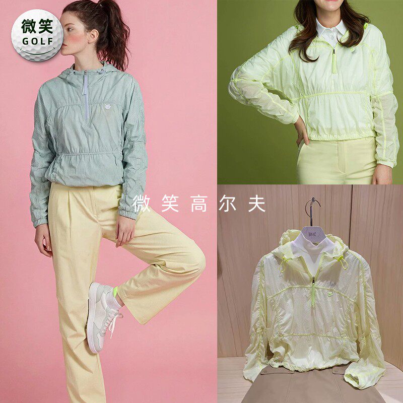 2026夏新款韩国代购WAAC褶皱休闲高尔夫球服女士轻薄套头连帽外套