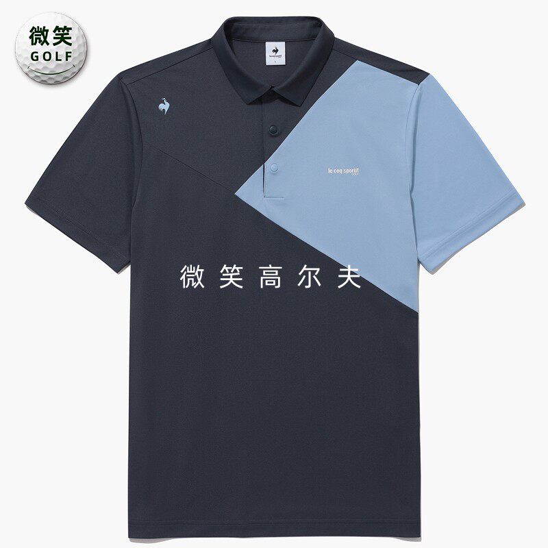 高尔夫男士翻领拼色运动短袖T恤