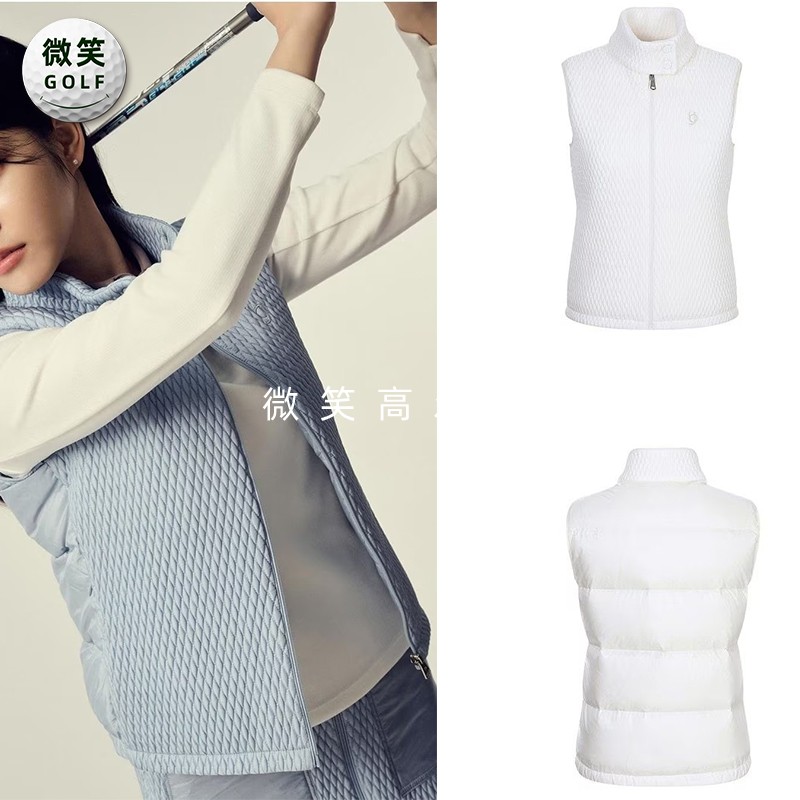 特价2025冬季新款韩国代购压花拼接高尔夫球服女士保暖羽绒马甲
