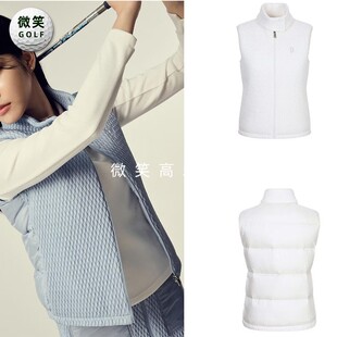 特价2025冬季新款韩国代购压花拼接高尔夫球服女士保暖羽绒马甲