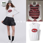 百搭无袖 WAAC圆领格子高尔夫球服女士时尚 马甲 韩国代购 2026春新款