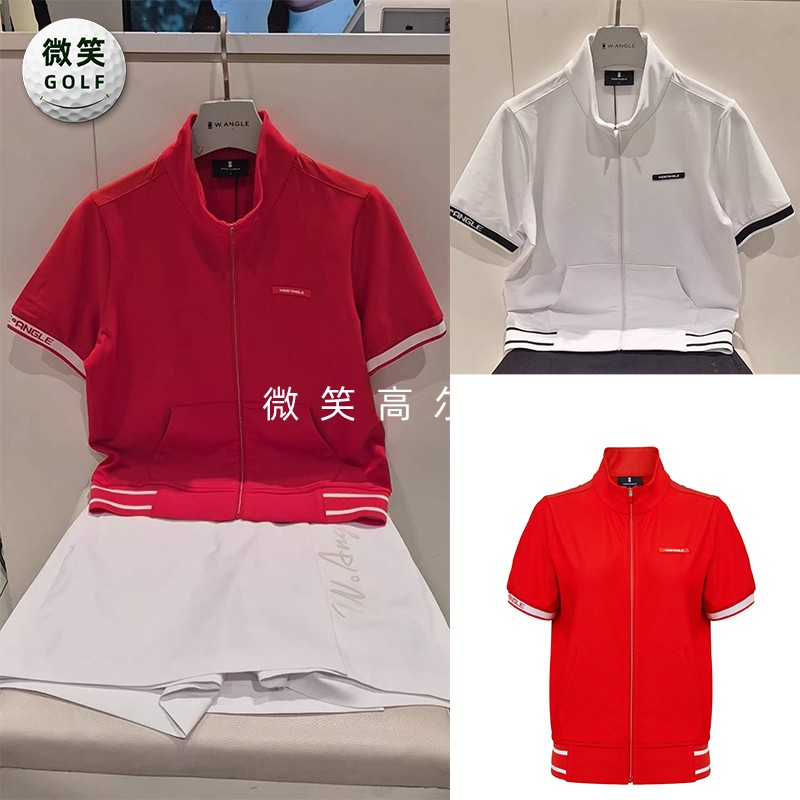 2026夏季新款韩国代购WANGLE立领休闲高尔夫服装女士短袖上衣外套