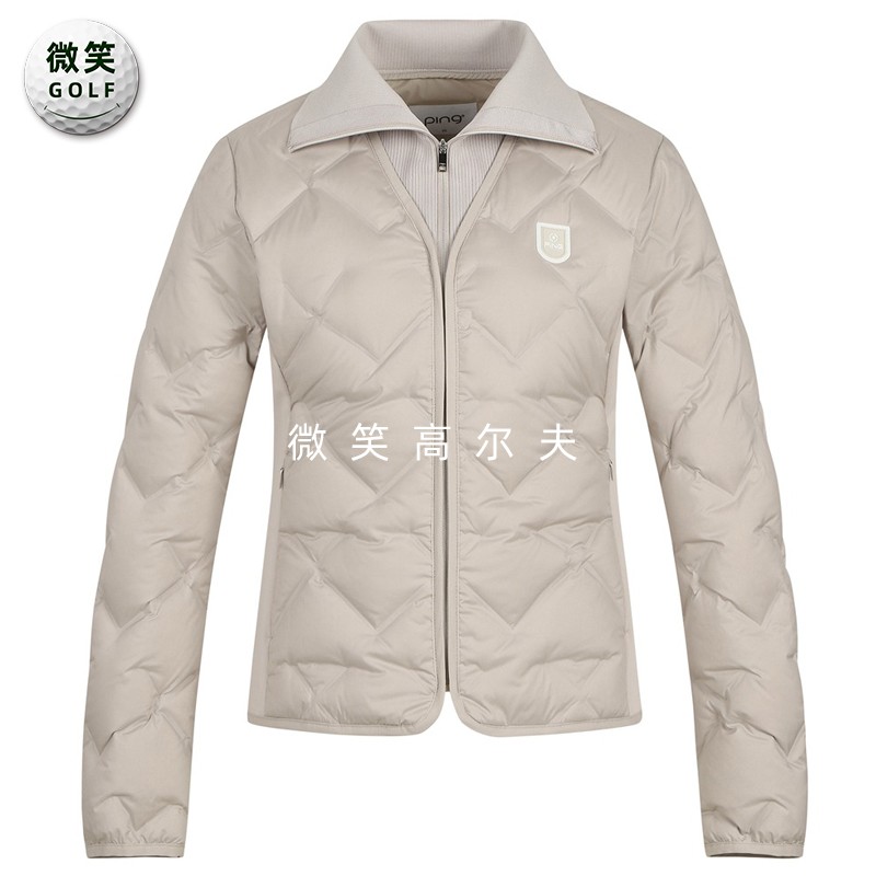 高尔夫女拼接翻领保暖运动羽绒服