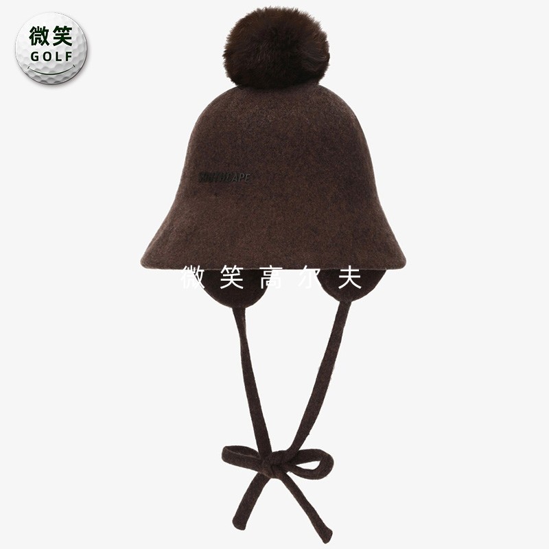 高尔夫女毛球护耳保暖针织毛线帽