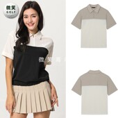 半拉链拼色高尔夫球服女士短袖 特价 韩国代购 新款 T恤GOLF 2025夏季