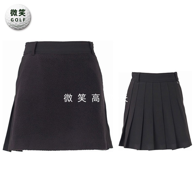 特价2025冬款韩国代购毛茸茸拼接高尔夫球服女士弹力保暖半身短裙