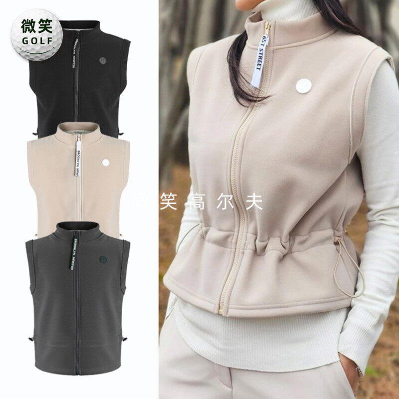 特价2025冬季新款韩国代购抓绒抽绳高尔夫球服女士防风马甲背心