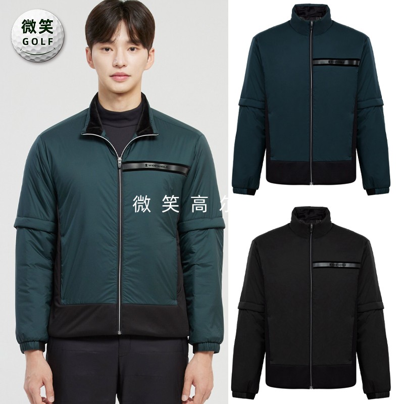 高尔夫男立领可拆卸袖棉服外套