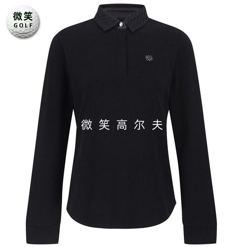 高尔夫女针织翻领柔软长袖T恤