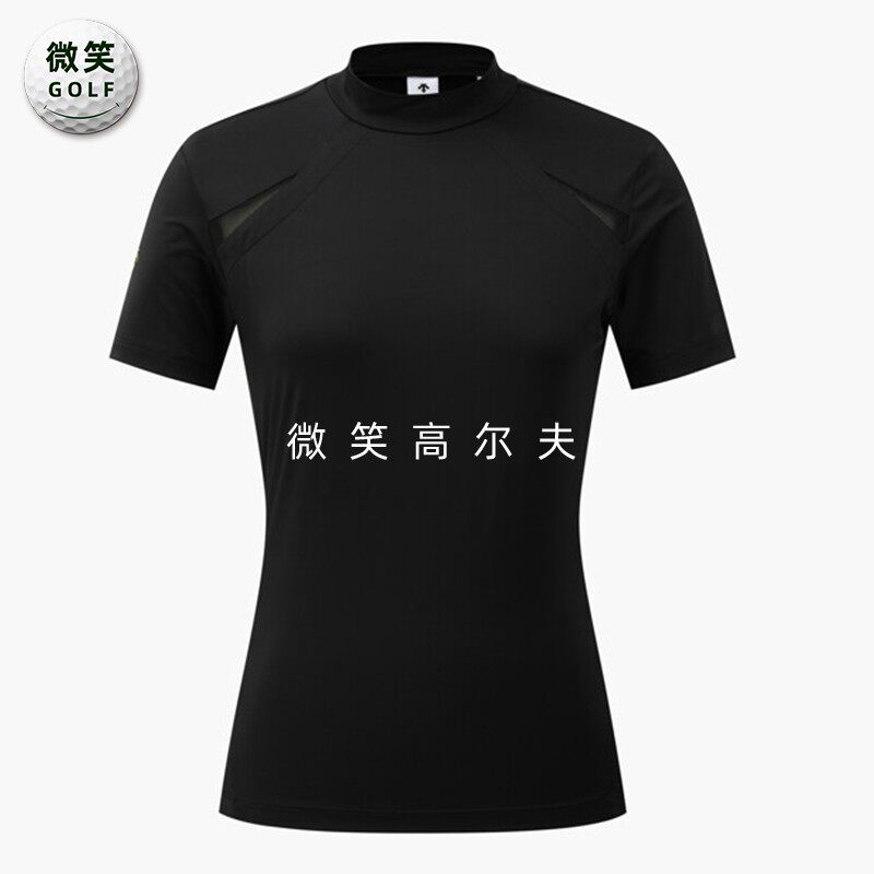 2026夏季新款韩国代购半高领纯色高尔夫球服女士运动透气短袖T恤