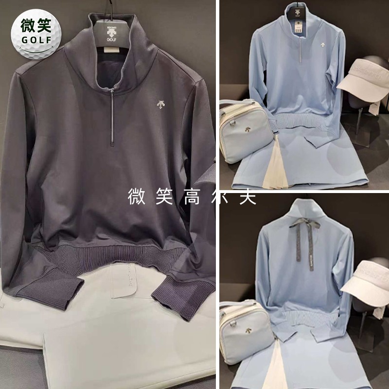 高尔夫女士半拉链蝴蝶结长袖T恤