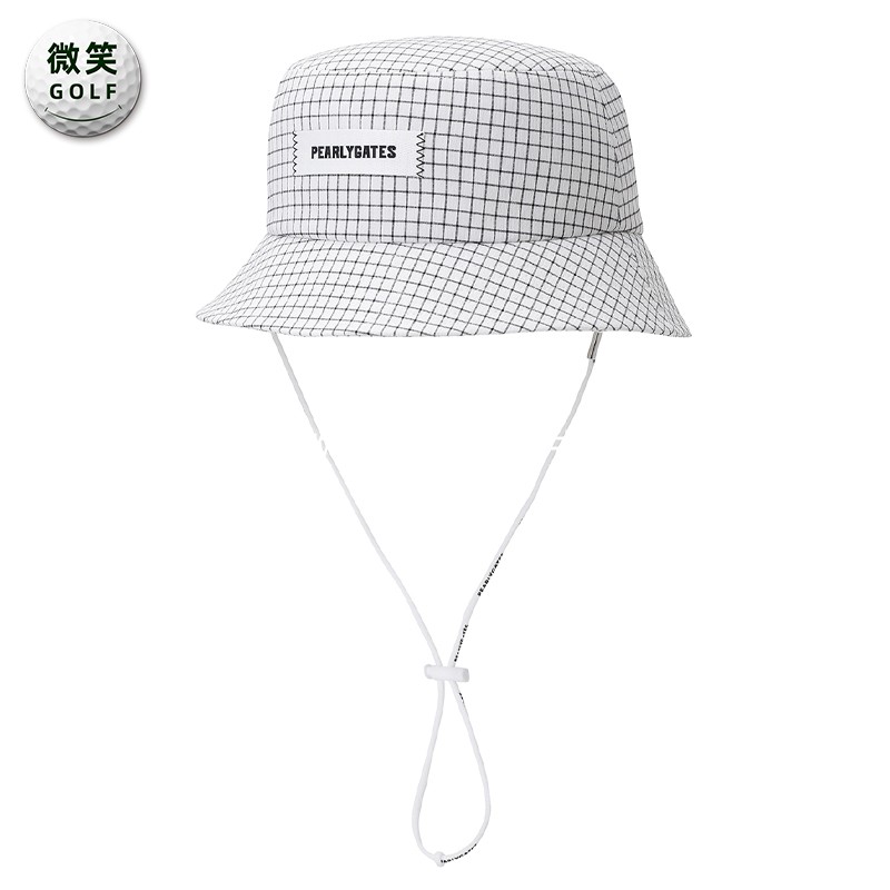 高爾夫球帽男女寬格紋運動水桶帽