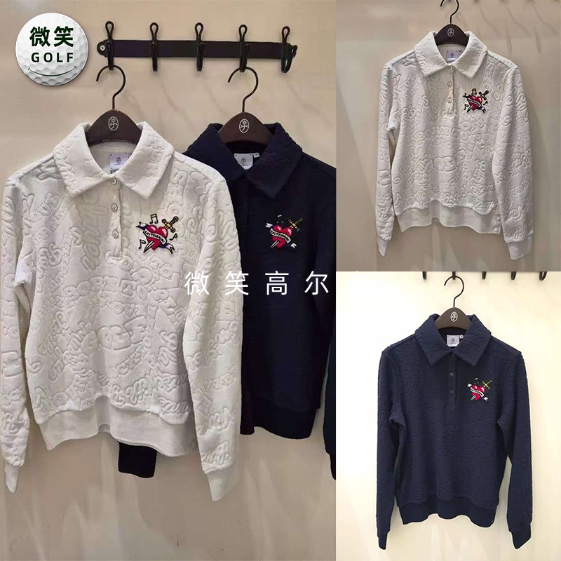 2025冬季新款韩国代购CASTELBAJAC提花保暖高尔夫球服女士长袖T恤