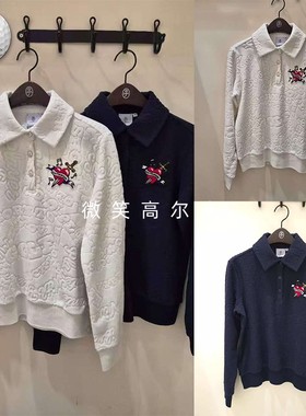 2025冬季新款韩国代购CASTELBAJAC提花保暖高尔夫球服女士长袖T恤