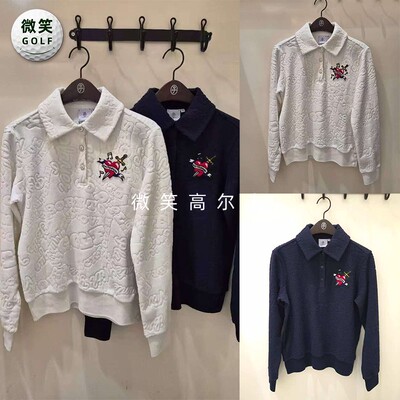 2025冬季新款韩国代购CASTELBAJAC提花保暖高尔夫球服女士长袖T恤
