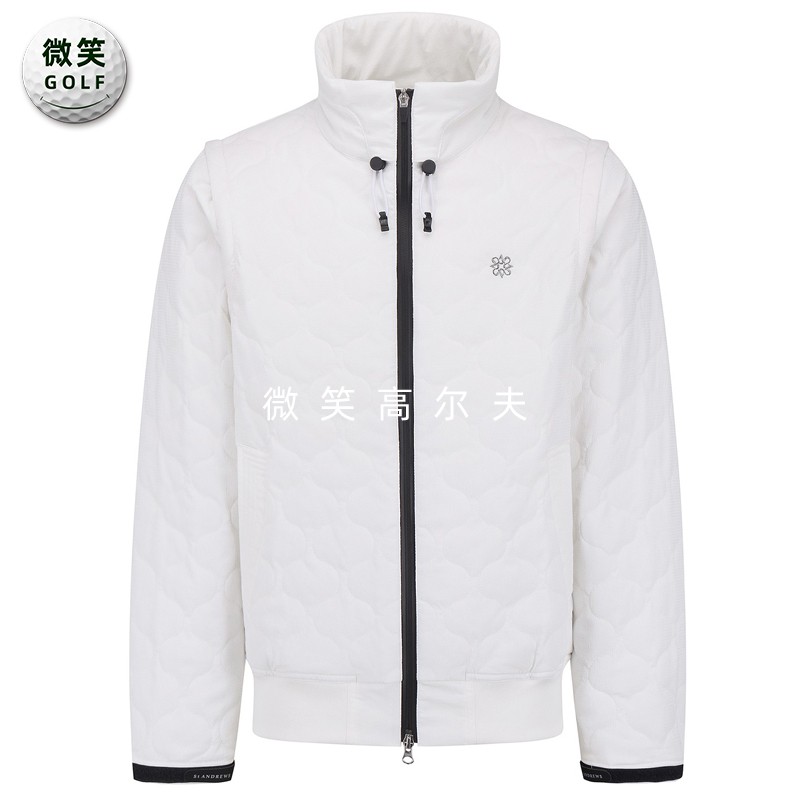 高尔夫男高领加厚可拆袖棉服外套