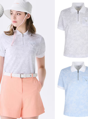 2025夏新韩国代购CALLAWA*高尔夫女轻质凉感透气图案运动短袖T恤