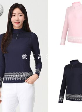 特价2025春款韩国代购ELLE半拉链拼接高尔夫球服女士长袖T恤GOLF