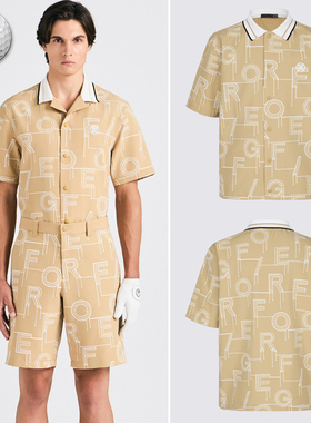 2025早秋新品韩国代购GFOR*高尔夫男翻领字母泡泡纱运动短袖衬衫