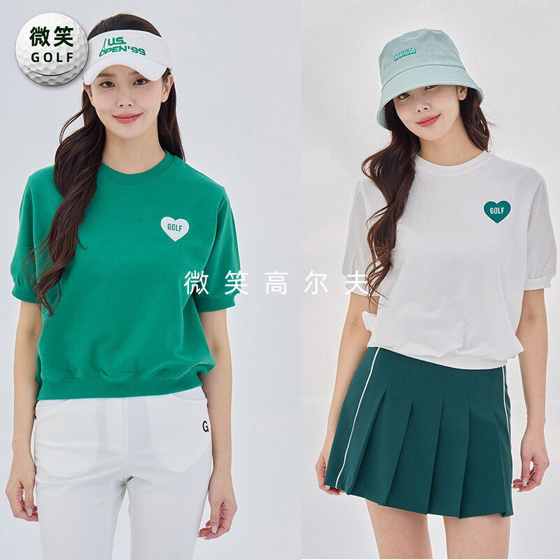 特价2025夏新款韩国代购圆领宽松高尔夫球服女士运动短袖T恤GOLF