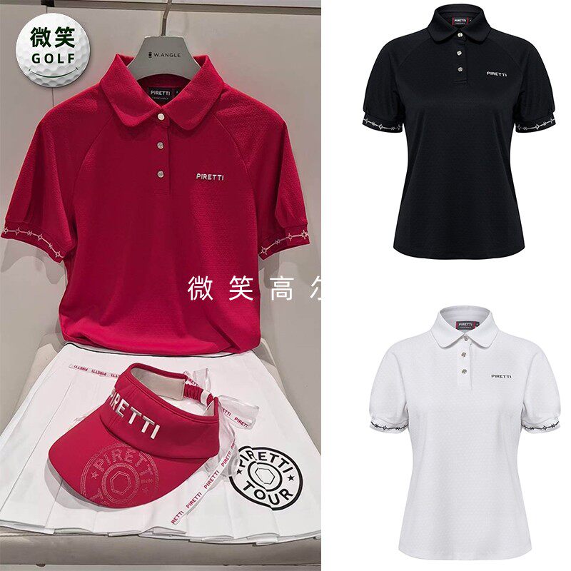2026夏季新款韩国代购宽松泡泡袖高尔夫球服女士运动透气短袖T恤