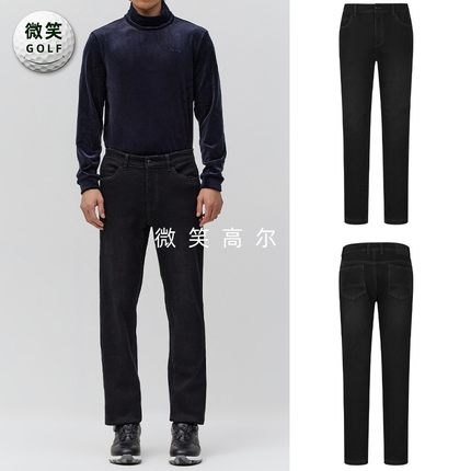 特价2025冬新品韩国代购PING高尔夫男士基础加绒保暖运动牛仔长裤