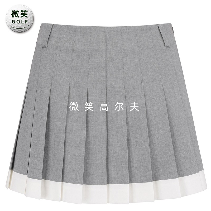 高尔夫女弹力撞色百褶运动短裙