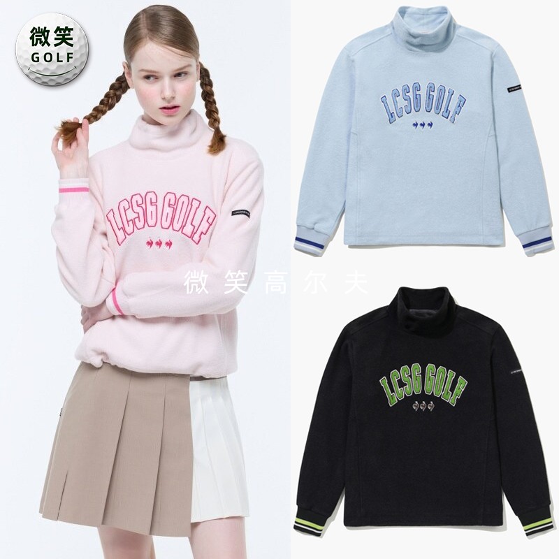 高尔夫女高领防风抓绒长袖T恤